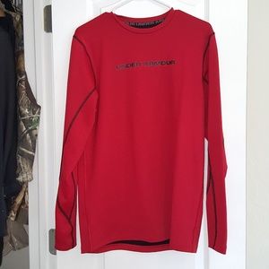 Mens red coldgear fitted longsleeve